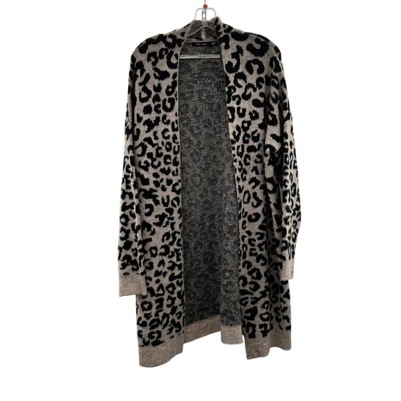 Doe & Rae Cheetah Print Cardigan Open Front Cream/Black Size Medium - Picture 1 of 9